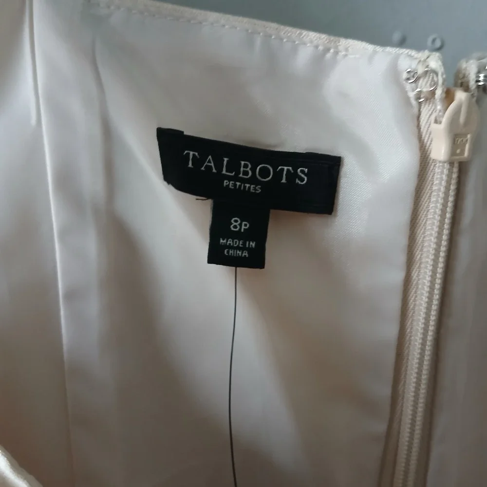 Talbots Women's Size 8P Gold Silk Cotton Midi A-line Dress Satin Lined NWT $199!